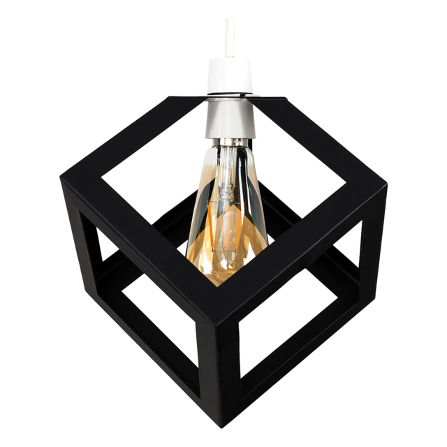 ValueLights Eschor Puzzle Industrial Cube Pendant Lamp Shade - Size: 16.2 x 16.2 x 16.2cm - Black - Wilko - image 1