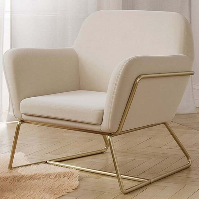 Charles Brushed Gold and Cream Velvet Armchair - Size: Single - LPD Home - Wilko - image 1