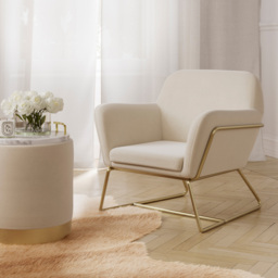 Charles Brushed Gold and Cream Velvet Armchair - Size: Single - LPD Home - Wilko - thumbnail 7
