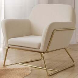 Charles Brushed Gold and Cream Velvet Armchair - Size: Single - LPD Home - Wilko
