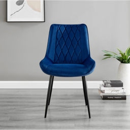Furniturebox Arona Cesano Marble Effect 4 Seater Dining Set White Black and Navy - Blue - Wilko - thumbnail 4
