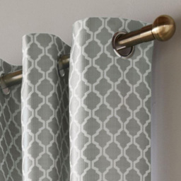 Alan Symonds Wold Silver and White Ring Top Eyelet Curtains 167cm x 183cm - Size: W 167 x D 183cm - Silver/White - Wilko - thumbnail 3