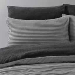 Velosso Single Silver Plush Cord Duvet Set - Wilko - thumbnail 3