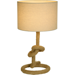 Lighting Collection Nautical Beige Linen Drum Shade Beach Rope Knot Table Lamp - Size: 45 x 31 x 31cm - Natural - Wilko - thumbnail 4