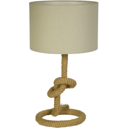 Lighting Collection Nautical Beige Linen Drum Shade Beach Rope Knot Table Lamp - Size: 45 x 31 x 31cm - Natural - Wilko