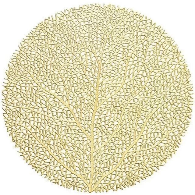 Marco Paul Gold Round Leaf Placement - Size: 38 x 38 x 1cm - Wilko