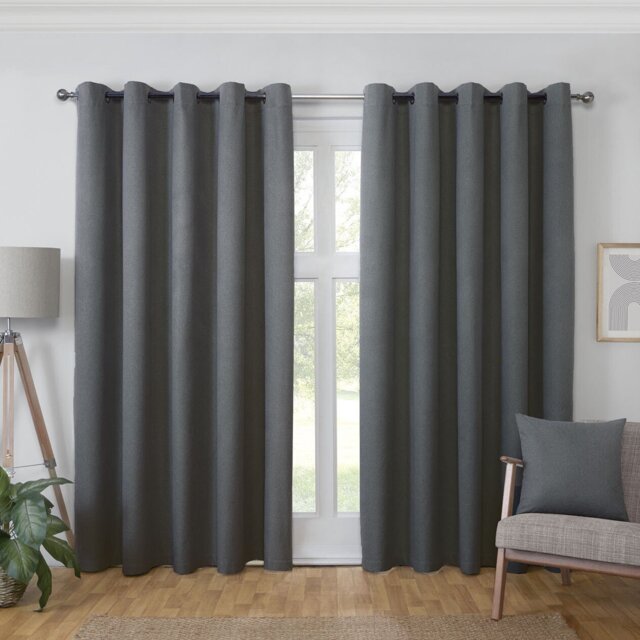 Linden Blackout Curtain - Charcoal/183cm/168cm - My - Wilko - image 1