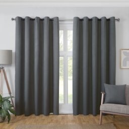 Linden Blackout Curtain - Charcoal/183cm/168cm - My - Wilko