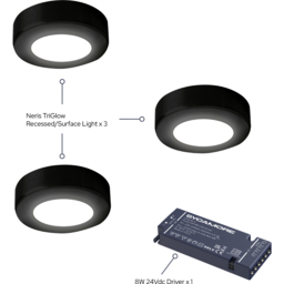 Sorrelis Neris TriGlow Black Round 3 Cabinet Light Kit - Size: 1.6 x 6.5 x 6.5cm - Wilko - thumbnail 4