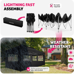 tectake Viola 6 x 3m Black Gazebo - Wilko - thumbnail 5