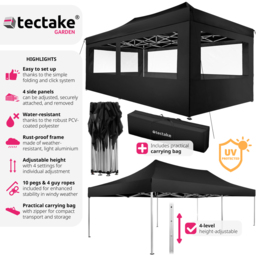 tectake Viola 6 x 3m Black Gazebo - Wilko - thumbnail 7