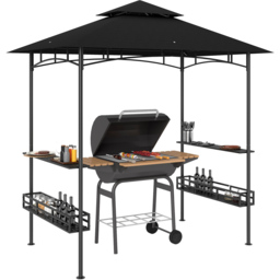 Outsunny 1.5 x 2.4m Dark Grey Grill Canopy Gazebo with 2 Side Shelves and Hook - Wilko - thumbnail 3