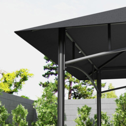 Outsunny 1.5 x 2.4m Dark Grey Grill Canopy Gazebo with 2 Side Shelves and Hook - Wilko - thumbnail 4