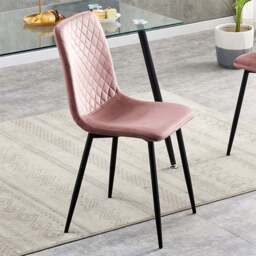 Lexi Set of 2 Pink Velvet Fabric Dining Chairs - MCC - Wilko