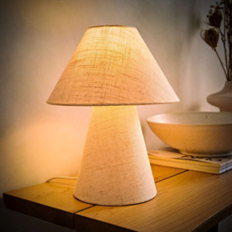 ValueLights Gigi Natural Linen Full Fabric Tapered LED Table Lamp with Bulb - Size: 32 x 25 x 25cm - Cream - Wilko - thumbnail 3