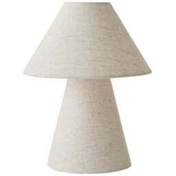 ValueLights Gigi Natural Linen Full Fabric Tapered LED Table Lamp with Bulb - Size: 32 x 25 x 25cm - Cream - Wilko - thumbnail 1