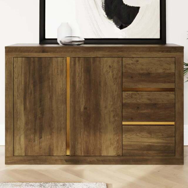 GFW Astley 2 Door 3 Drawer Knotty Oak Sideboard - Size: 76 x 115 x 39cm - Brown - Wilko - image 1