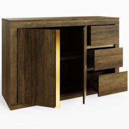GFW Astley 2 Door 3 Drawer Knotty Oak Sideboard - Size: 76 x 115 x 39cm - Brown - Wilko - thumbnail 4