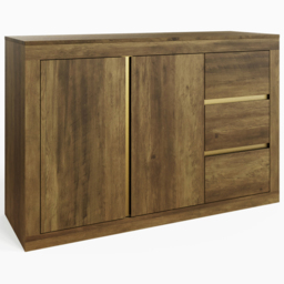 GFW Astley 2 Door 3 Drawer Knotty Oak Sideboard - Size: 76 x 115 x 39cm - Brown - Wilko - thumbnail 3