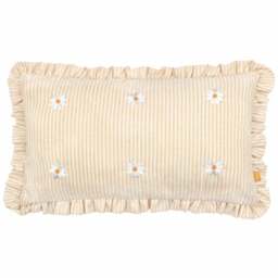 furn. Les Fleurs Daisies Embroidered Ruffle Polyester Filled Cushion 30 x 50cm - White - Wilko