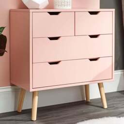 GFW Nyborg 4 Drawer Coral Pink Chest of Drawers - Wilko