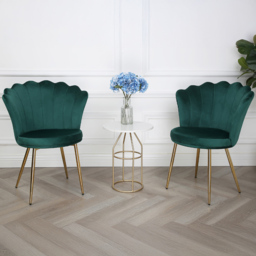 Mini Flora Set of 2 Green Velvet Dining Chair - Home Garden Direct - Wilko - thumbnail 1