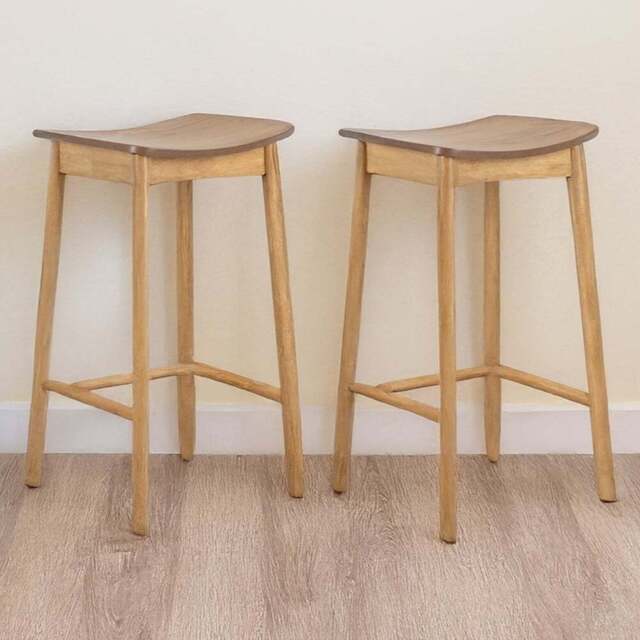Florence Barlow Matt Oak Bar Stool Set of 2 - Size: 76.8 x 44 x 39.5cm - Brown - Furniture To Go - Wilko - image 1