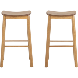 Florence Barlow Matt Oak Bar Stool Set of 2 - Size: 76.8 x 44 x 39.5cm - Brown - Furniture To Go - Wilko - thumbnail 4