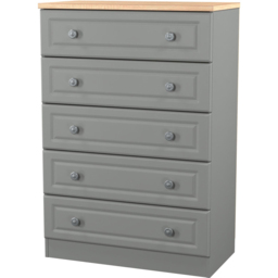 Crowndale Norfolk 5 Drawer Dusk Grey and Bardolino Oak Chest of Drawers Ready Assembled - Dusk Grey & Bardolino Oak - Wilko - thumbnail 5