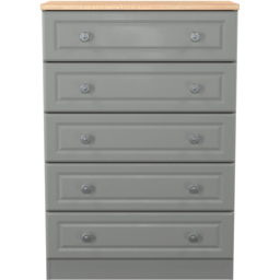 Crowndale Norfolk 5 Drawer Dusk Grey and Bardolino Oak Chest of Drawers Ready Assembled - Dusk Grey & Bardolino Oak - Wilko - thumbnail 3