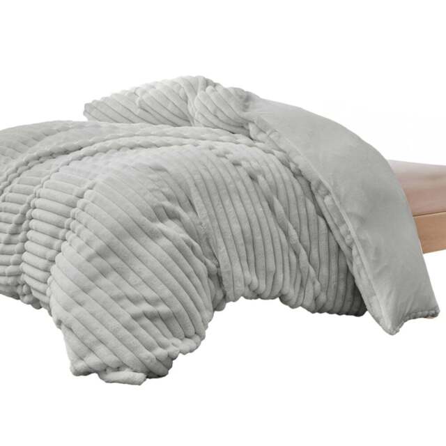 Groundlevel Single Grey Stripe Super Soft Luxury Faux Fur Duvet - Wilko - image 1