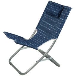 Gr8 Garden Blue Folding Adult Beach Chair - Size: 72 x 49 x 61cm - Wilko