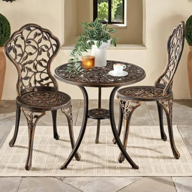 tectake 2 Seater Vintage Bronze Look Garden Furniture Set - black/grey - Wilko - image 1