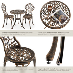 tectake 2 Seater Vintage Bronze Look Garden Furniture Set - black/grey - Wilko - thumbnail 6