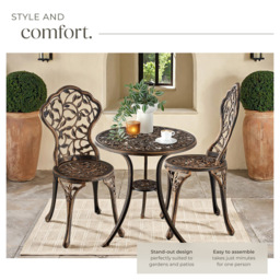 tectake 2 Seater Vintage Bronze Look Garden Furniture Set - black/grey - Wilko - thumbnail 5