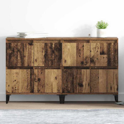 vidaXL 4 Door Old Wood Sideboard with Metal Legs Set of 2 - Size: 70 x 60 x 35cm - Brown - Wilko