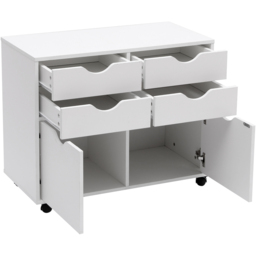 MMT Furniture Designs 2 Door 4 Drawer White Under Desk Storage Cabinet - Size: 66 x 80 x 40cm - Wilko - thumbnail 4