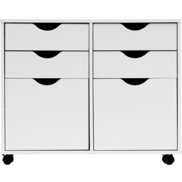 MMT Furniture Designs 2 Door 4 Drawer White Under Desk Storage Cabinet - Size: 66 x 80 x 40cm - Wilko - thumbnail 3