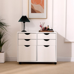 MMT Furniture Designs 2 Door 4 Drawer White Under Desk Storage Cabinet - Size: 66 x 80 x 40cm - Wilko - thumbnail 5