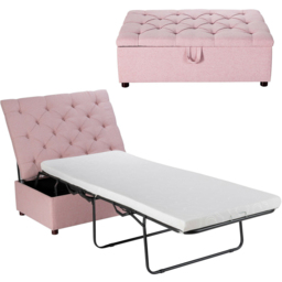 Costway Single Sleeper Pink Convertible Sofa Bed with Mattress - Wilko - thumbnail 3