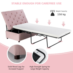 Costway Single Sleeper Pink Convertible Sofa Bed with Mattress - Wilko - thumbnail 6