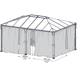 Palram Canopia 2.14 x 4.01m Rectangular Gazebo Net - Size: 2.14 x 4m - Grey - Wilko - thumbnail 4