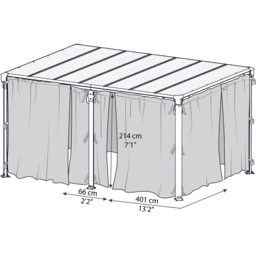 Palram Canopia 2.14 x 4.01m Rectangular Gazebo Net - Size: 2.14 x 4m - Grey - Wilko - thumbnail 3