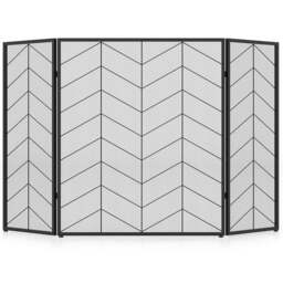 Costway 3 Panel Chevron Herringbone Pattern Folding Fireplace Screen - Size: 86 x 75 x 13cm - Multi - Wilko - thumbnail 1