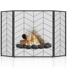 Costway 3 Panel Chevron Herringbone Pattern Folding Fireplace Screen - Size: 86 x 75 x 13cm - Multi - Wilko - thumbnail 4