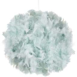 Happy Homewares Small Duck Egg Feather Decorated Pendant Shade - Size: 20 x 25 x 25cm - Blue - Wilko