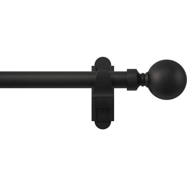 Rothley 125-216cm Matt Black Extendable Solid Orb Finials Curtain Pole - Wilko - image 1