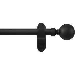 Rothley 125-216cm Matt Black Extendable Solid Orb Finials Curtain Pole - Wilko - thumbnail 1