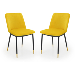 Julian Bowen Delaunay Set of 2 Mustard Dining Chair - Orange - Wilko - thumbnail 3