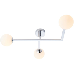 Merano Riomaggiore Matt Opal Glass Shade Semi Flush Chrome Plate 3 Light Ceiling Light - Size: 58.5 x 65 x 16.5cm - Silver - Wilko - thumbnail 4